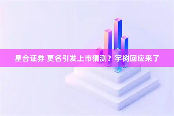 星合证券 更名引发上市猜测？宇树回应来了